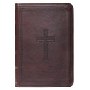 Large Print Compact Bible - Brown cross