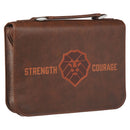 Lion Strength & Courage Josh. 1:9 Bible Cover Classic Brown.