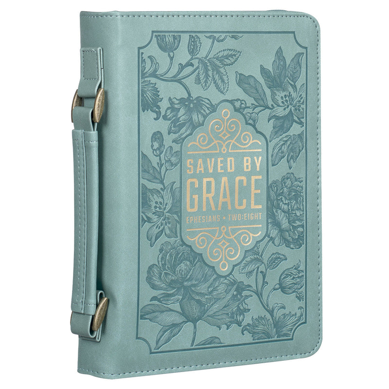Saved by Grace Eph. 2:8 Bible Cover Fashion Teal.