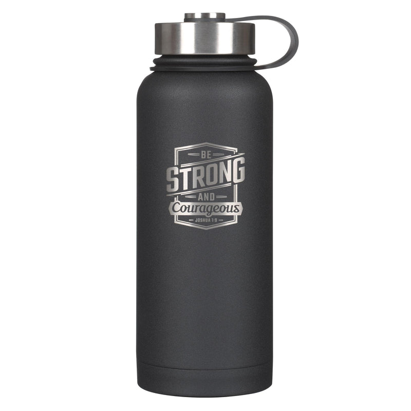 Be Strong and Courageous Josh. 1:9 Water Bottle SS Black