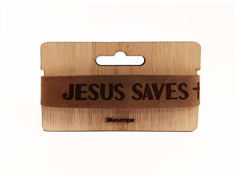 Jesus saves - Cross   Bracelet leather