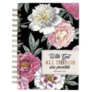 Journal Wirebound Black Floral All Things Matt. 19:26