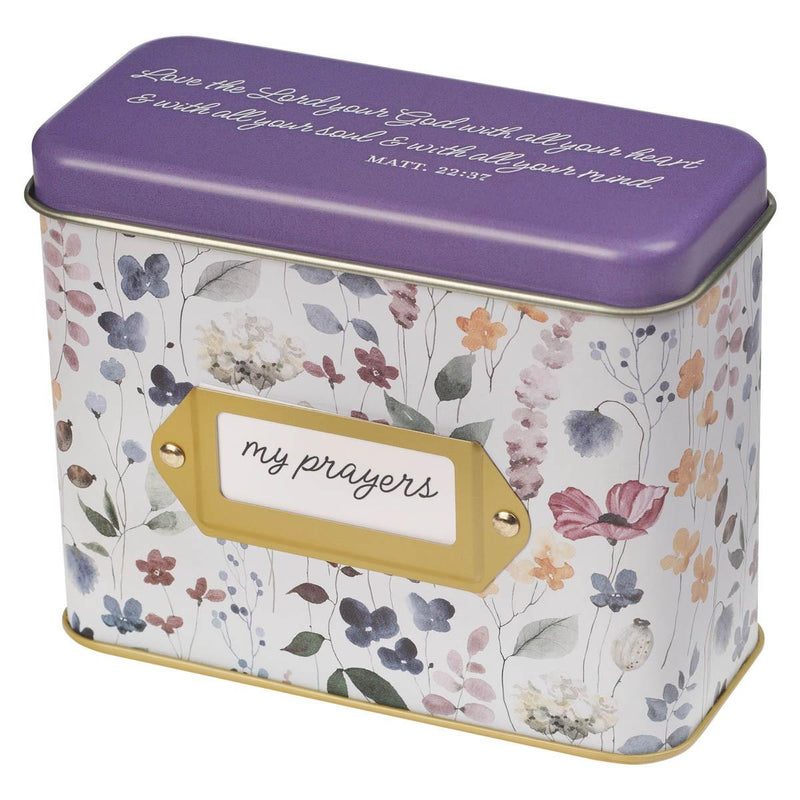 My Prayers Matthew 22:37 Cards In Tin Multi-floral