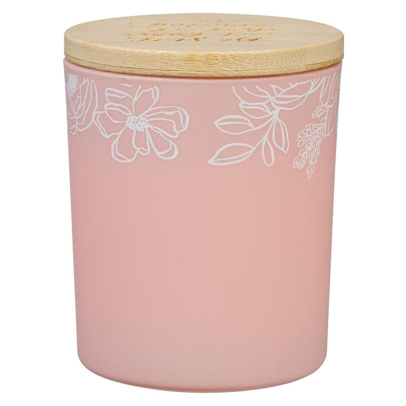 Pink Be Still Ps. 46:10 Glass Candle w/Bamboo Lid