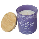 Purple No Fear Ps. 118:6 Glass Candle w/Bamboo Lid