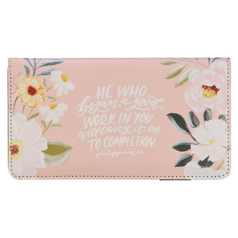 Good Work Phil. 1:6 Checkbook Wallet Pink