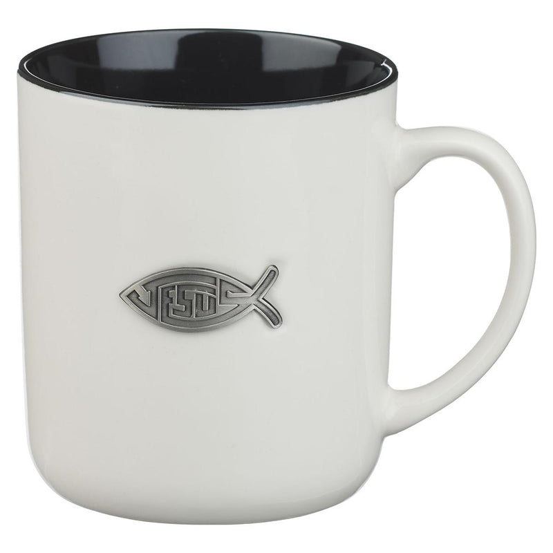Jesus Badge Matt. 28:19 Mug White/Black