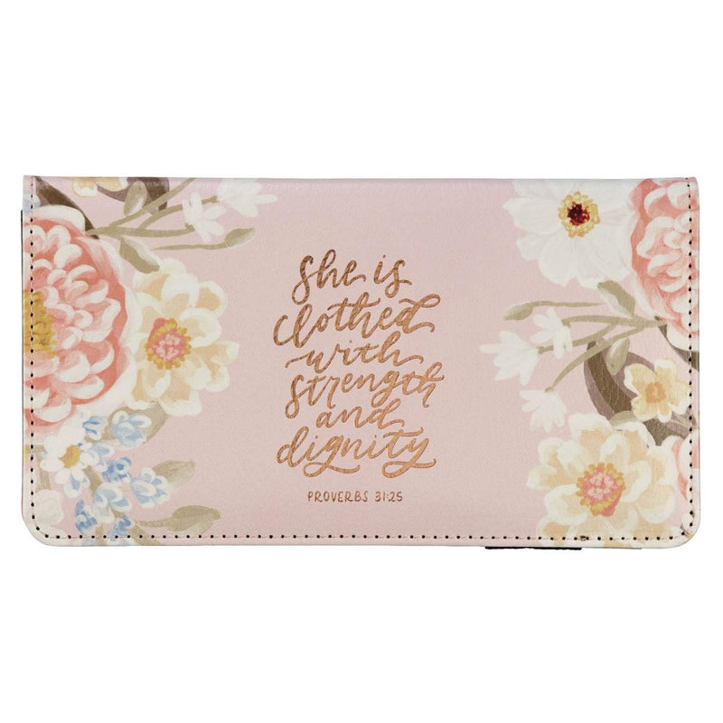 Strength & Dignity Prov. 31:25 Checkbook Wallet Pink