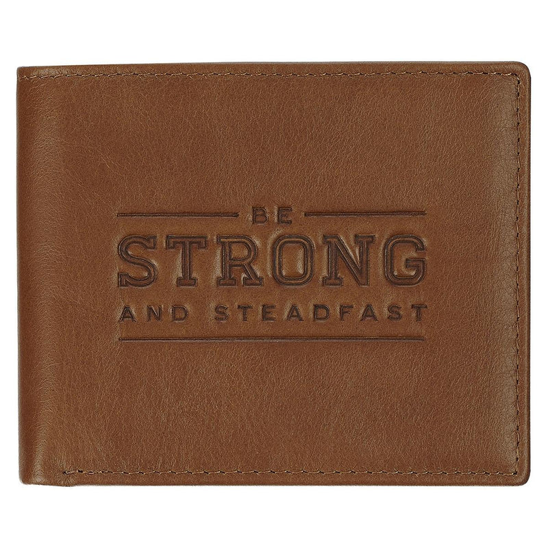 Wallet Leather Tan Be Strong and Steadfast Deut. 31:6