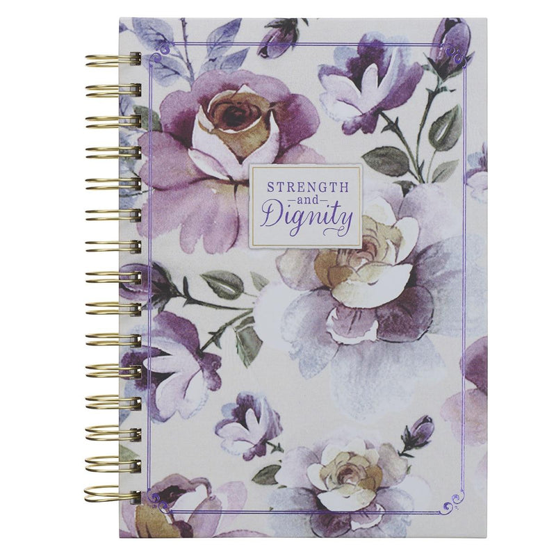 Strength & Dignity Prov. 31:25 Journal Spiral Purple Floral