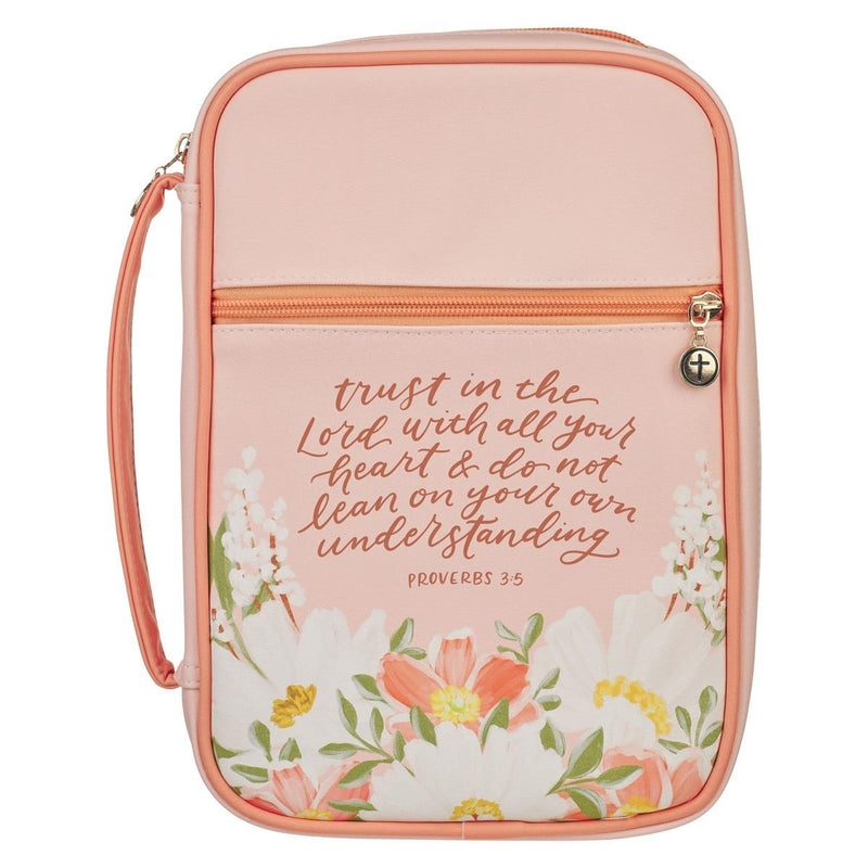 Trust in The Lord With All Your Heart Prov. 3:5 Bible Cover Fashion Pink Floral Printed