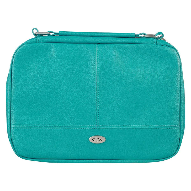 Ichthus Badge Bible Cover Organizer Two-fold Light Turquoise w/