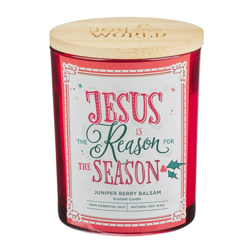 Jesus is the Reason Glass Candle with Bamboo Lid 