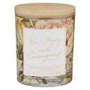 Strong & Courageous Josh. 1:9 Glass Candle w/Bamboo Lid Floral 