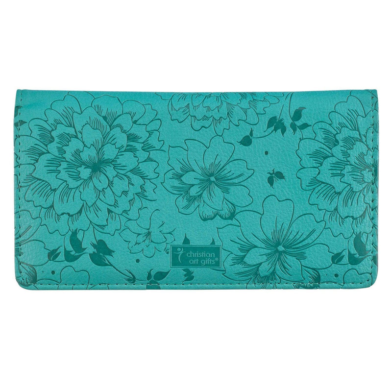 Checkbook Cover Teal Floral Hope