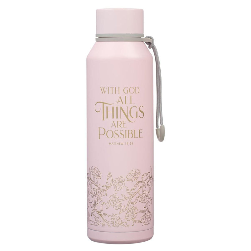 Water Bottle SS Pink With God Matt. 19:26