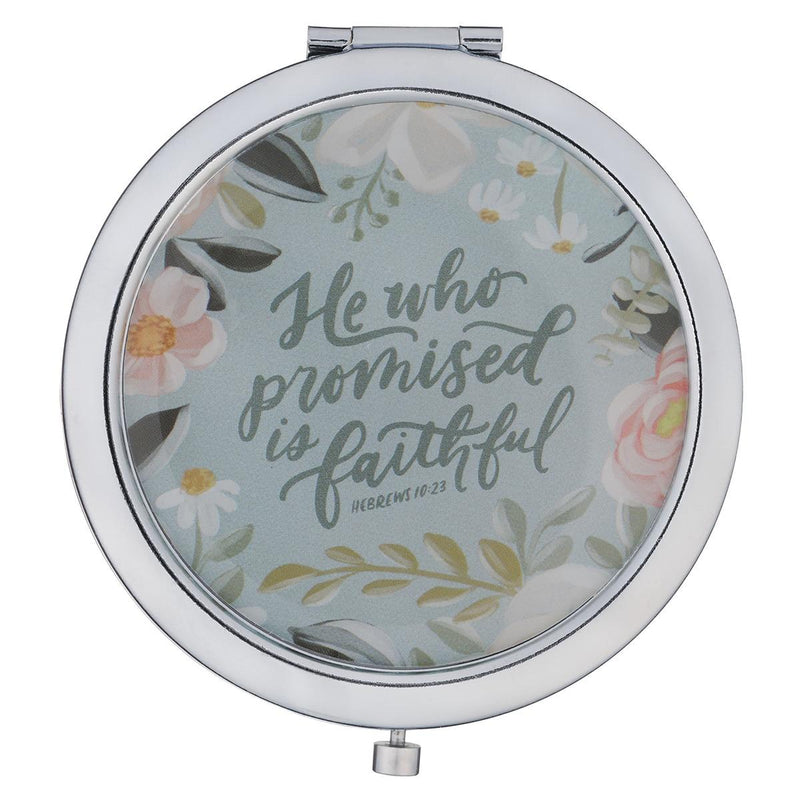 He Who Promised Is Faithful Heb. 10:23 Mirror Compact