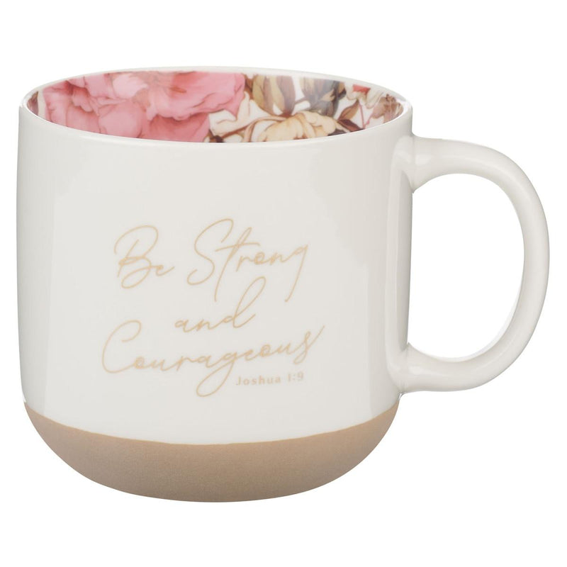 Mug Floral Strong & Courageous Josh. 1:9