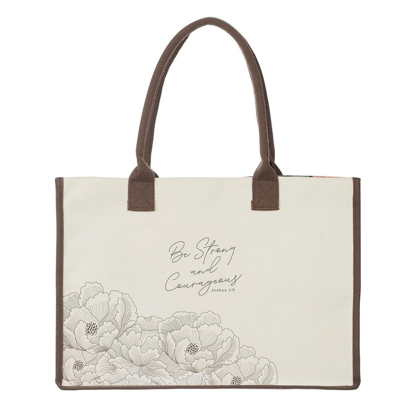 Tote Canvas Cream Strong & Courageous Josh. 1:9
