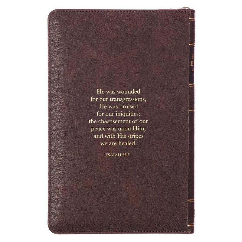 Crown of Thorns, KJV Bible Deluxe Gift Faux Leather Two-tone w/zipper  Isa. 53:5