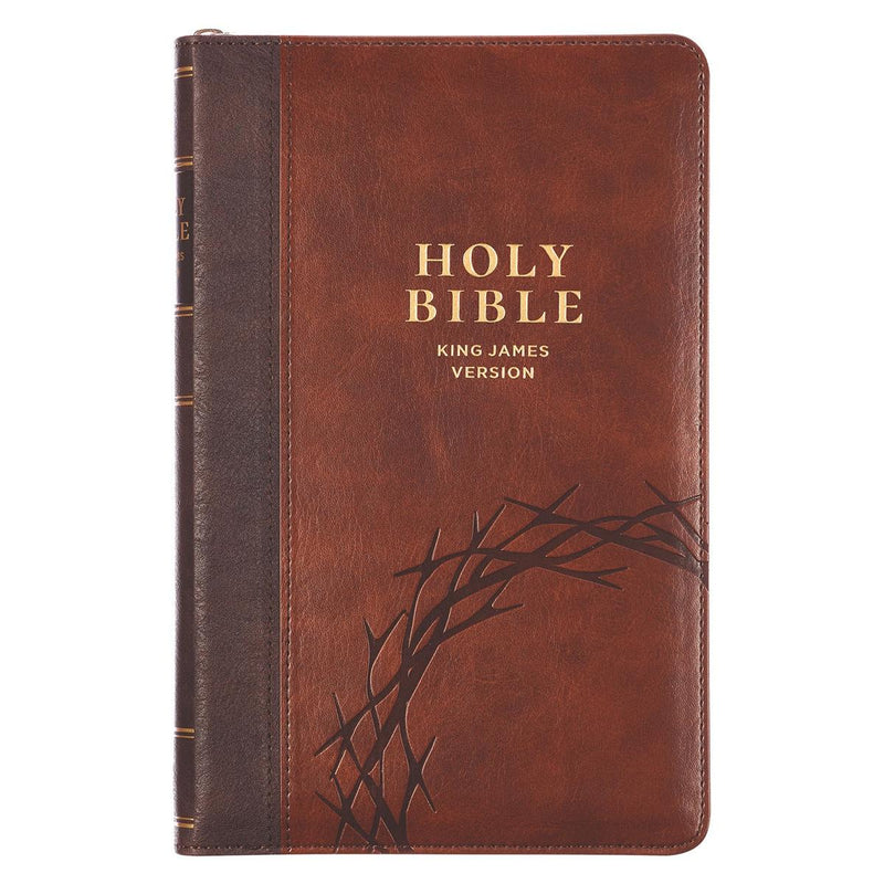 Crown of Thorns, KJV Bible Deluxe Gift Faux Leather Two-tone w/zipper  Isa. 53:5