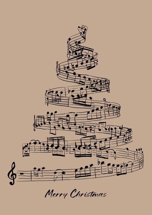 Tree of notes cream Christmas card