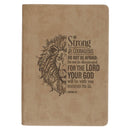 Be Strong and Courageous Lion Tan Faux Leather Journal with Zipper Closure - Joshua 1:9