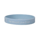WWJD silicone bracelet light blue