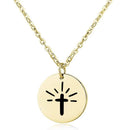Cross radiant necklace gold stainless steel