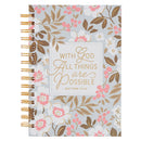 With God All Things Matt. 19:26 Journal Spiral White Floral