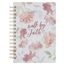 Walk By Faith 2 Cor. 5:7 Journal Spiral White Floral