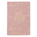 KJV Bible Personal Size LG print Faux Leather Blush Floral