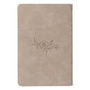 KJV Bible Personal Size LG print Faux Leather Taupe Floral