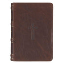 KJV Bible Compact Large Print Leather Tan Cross Black