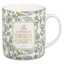 Strength And Dignity Prov. 31:25 Mug Blue Floral