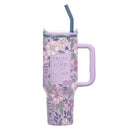 Trust In The Lord Prov. 3:5 Tumbler w/straw SS Purple Floral