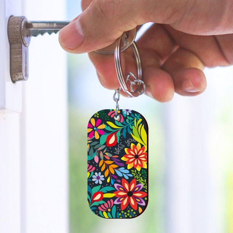 Bless you flowers Keyring
