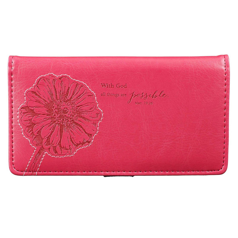 Checkbook Wallet Pink All Things are Possible Matt. 19:26