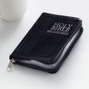 KJV Bible Mini Pocket Faux Leather, Black w/zipper