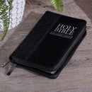 KJV Bible Mini Pocket Faux Leather Black w/zipper