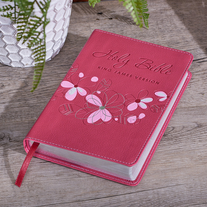 KJV Bible Compact Faux Leather, Pink
