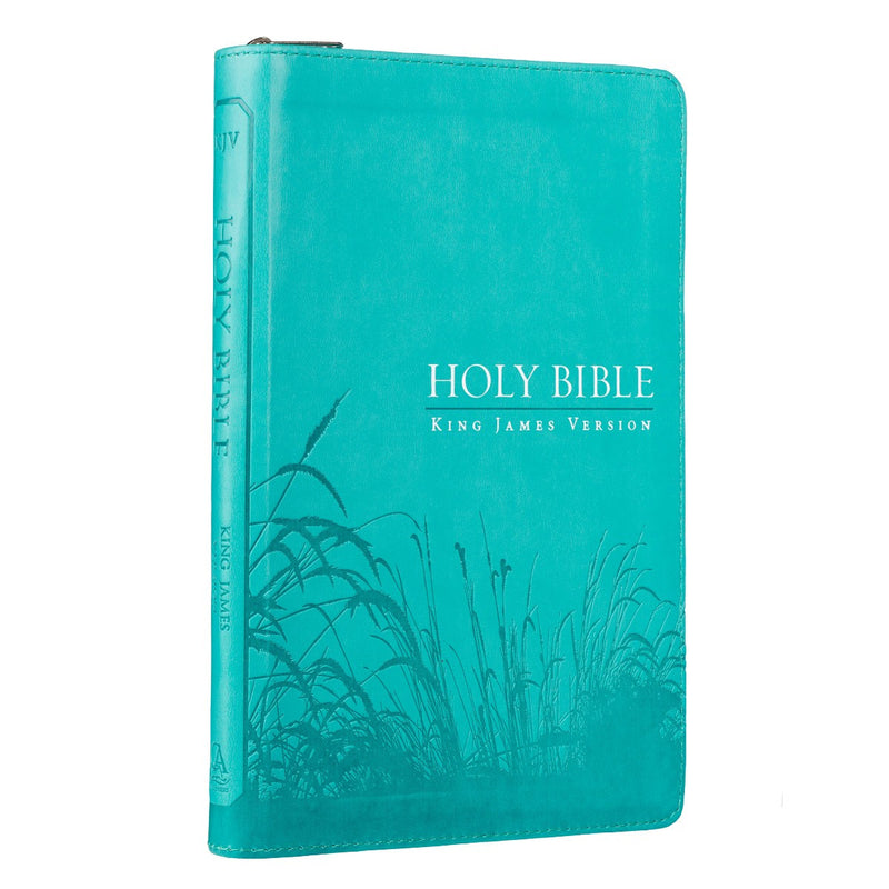 KJV Bible Deluxe Gift Faux Leather, Turquoise w/zipper