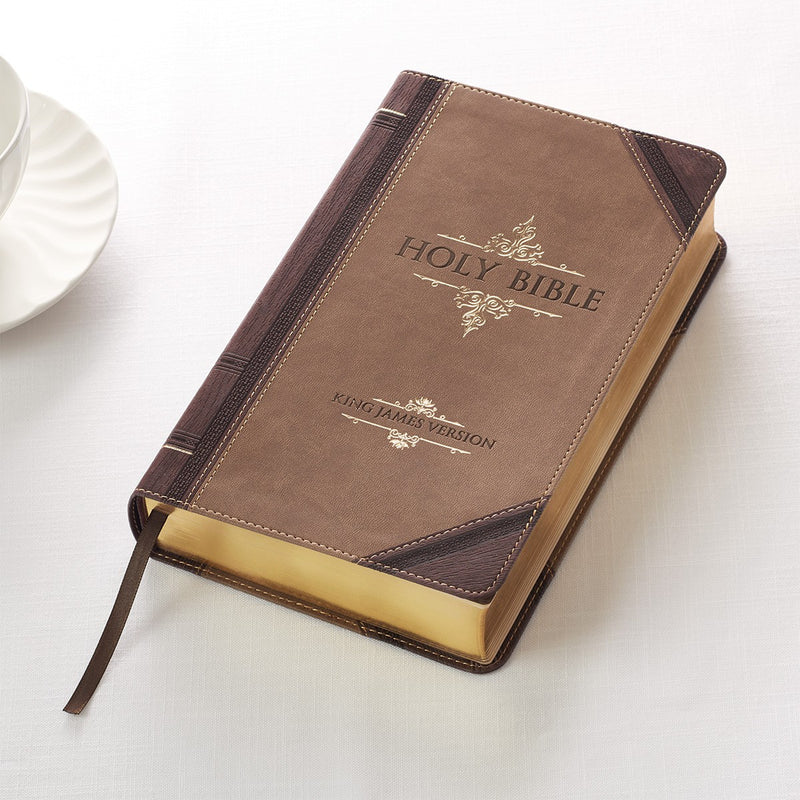 KJV Bible Giant Print Standard-size Faux Leather, Brown Two-tone