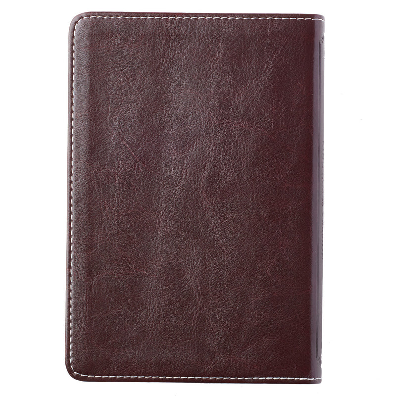 KJV Bible Compact Faux Leather, Brown/Pink Leaf
