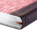 KJV Bible Compact Faux Leather Brown/Pink Leaf