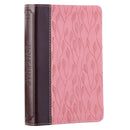 KJV Bible Compact Faux Leather Brown/Pink Leaf
