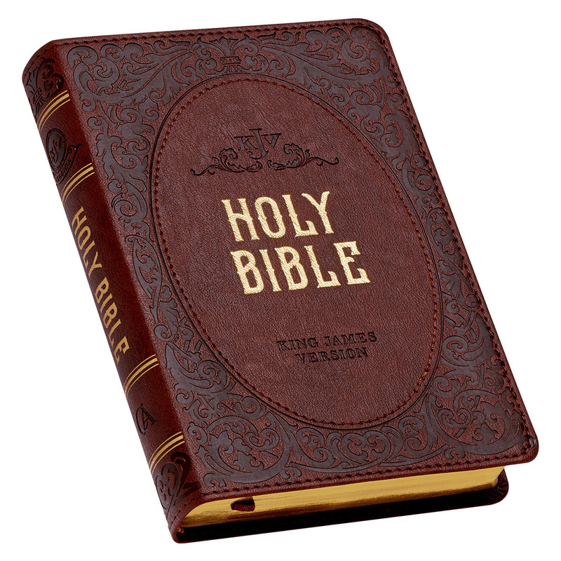 KJV Bible Compact Faux Leather, Chestnut Brown