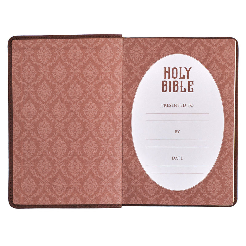 KJV Bible Compact Faux Leather, Chestnut Brown