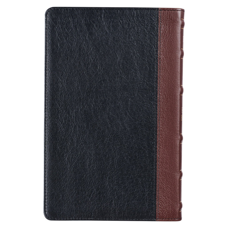 KJV Bible Deluxe Gift Full-grain Leather, Black/Saddle Tan