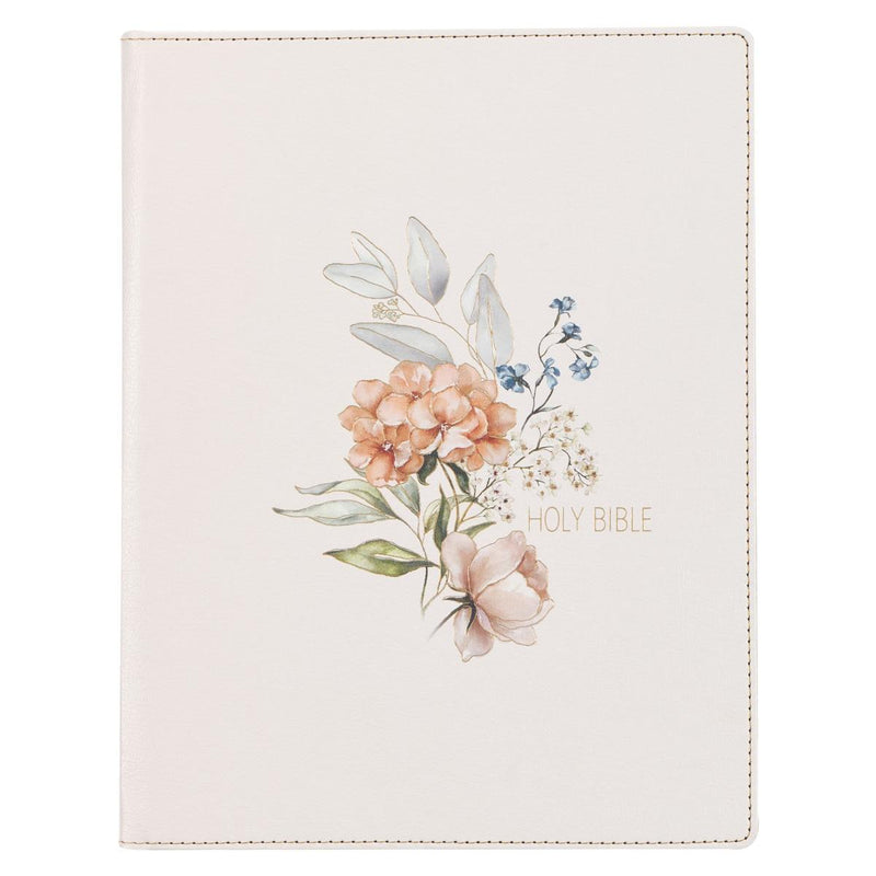 KJV Note-taking Bible LP Faux Leather HC, White Floral